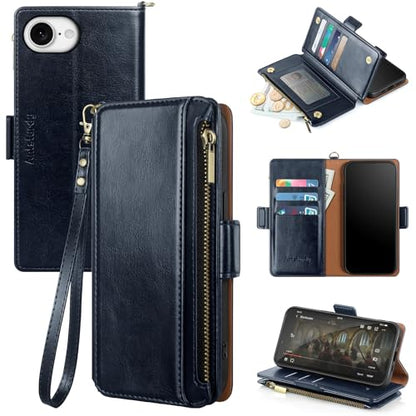 Antsturdy for iPhone 6/6S/7/8/SE 2020/SE 2022 Phone Wallet Case Women,Dark Blue - color: A-Dark Blue