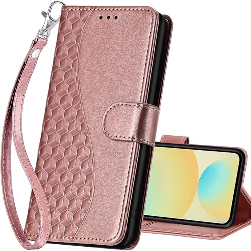 for Samsung Galaxy S24 FE Wallet case, Rose Gold | 3 Card Holders, Kickstand, Shockproof TPU Shell, PU Leather, Magnetic Closure, Protective Flip Folio Cover, Women - color: 5