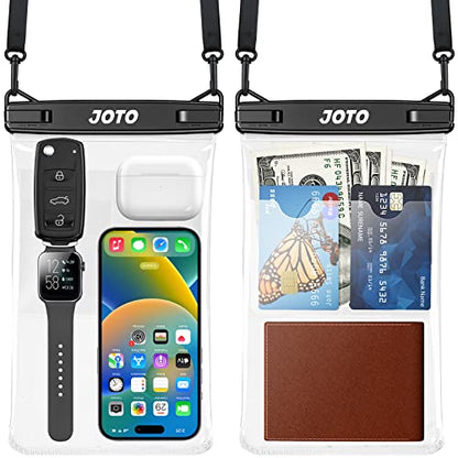 JOTO 2 Pack Large Waterproof Phone Pouch Bag, IPX8 Big Underwater Dry Bag with Lanyard for iPhone 17 Air 16 15 14 Plus Pro Max, Galaxy S24 S23 Ultra, Airpods Cash Credit Card Essentials -Black - color: Black