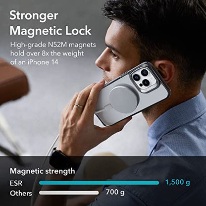 ESR Magnetic Phone Case for iPhone 14 Pro Max, Compatible with MagSafe, Built-in Camera Ring Stand, Military-Grade Protection, Classic Kickstand Case (HaloLock),Clear Black - color: Clear Black, size: iPhone 14 Pro Max 6.7inch