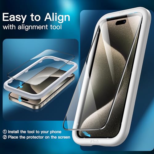 JETech Full-Coverage Screen Protector for iPhone 15 Pro Max, 3-Pack - size: iPhone 15 Pro Max