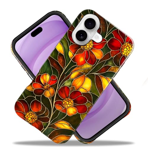 Compatible with iPhone 17,Anti-Scratch Glossy Case Cover,Stained Glass Flower 03 - color: Stained Glass Flower 03, size: IPhone 17