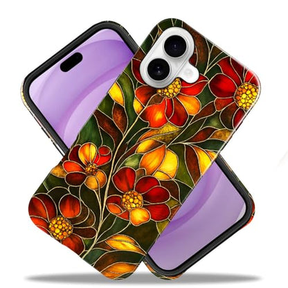 Compatible with iPhone 17,Anti-Scratch Glossy Case Cover,Stained Glass Flower 03 - color: Stained Glass Flower 03, size: IPhone 17