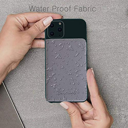 ID Card Holder for Back of Phone Leather Phone Wallet Stick On with Stand Flip Waterproof Leather Adhesive Wallet for Most Cellphones (Grey) - color: Grey