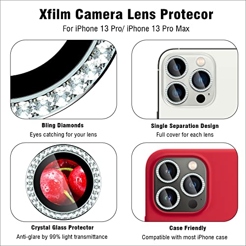 iPhone 13 Pro/13 Pro Max Camera Lens Protector Bling Diamond, Silver - color: Silver, size: 13 Pro/Max