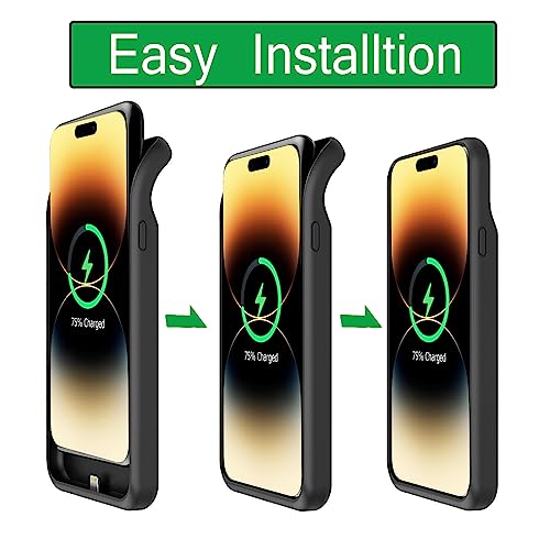 Battery Case for iPhone 14 Pro Max,Upgraded 12000mAh Rechargeable Portable Charging Case with Wireless Charging Compatible for iPhone 14 Pro Max (6.7inch) with Carplay Battery Pack Charger Case -Black - size: iPhone 14 Pro Max -12000mAh