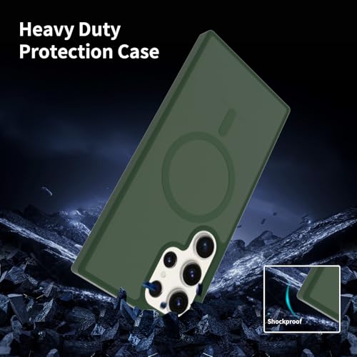 for Samsung Galaxy S23 Ultra Case Magnetic, Compatible with Magsafe 6.8 Inches Slim Fit Heavy Duty Protection Wireless Charging Lightweight Shockproof Anti-Slip Protective Phone Cover, Green - color: Green Magnetic