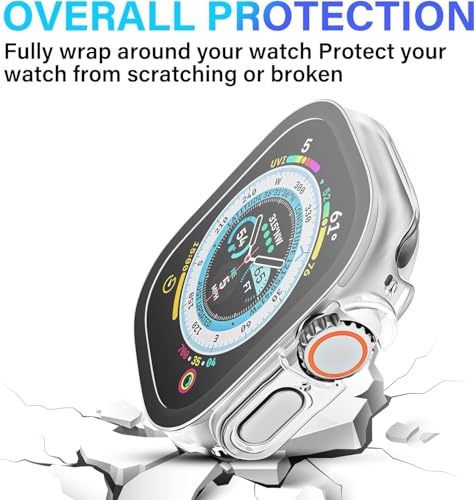 Smiling 2 Pack Case Compatible with Apple Watch Ultra 3(2025)/ Ultra 2 /Ultra 49mm with Tempered Glass Screen Protector, Hard PC Case Scratch-Resistant Overall Protective Cover -Transparent - color: Transparent, size: 49mm