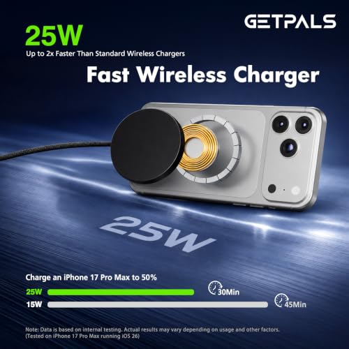 25W Magnetic Portable Fast Wireless Charging Pad for Apple iPhone Series - color: 2Black