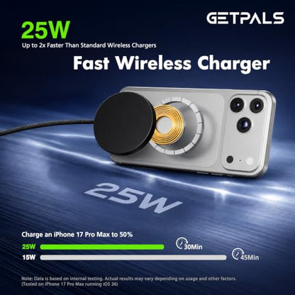 25W Magnetic Portable Fast Wireless Charging Pad for Apple iPhone Series - color: 2Black