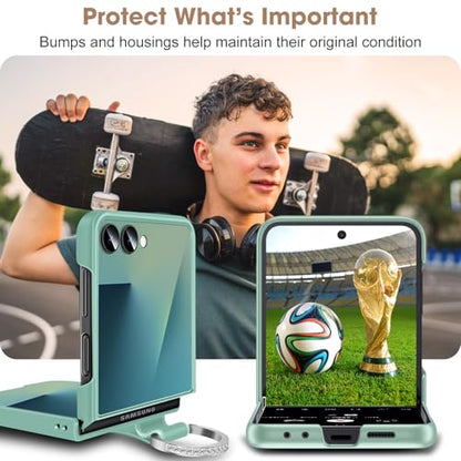 Z Flip 7 Case for Samsung Galaxy Z Flip7 5G, Ring Case for Women Silky Touch Slim Hard PC Matte Back Cover Ultra Thin Z Flip 7 Phone Case Anti-Scratch Protective Cases for Samsung Z Flip 7 5G (Mint) - color: Mint