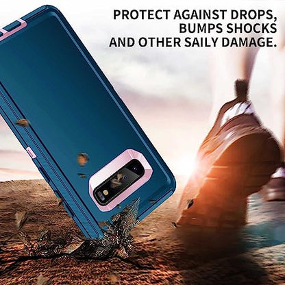 for Galaxy S10 Case,[Without Screen Protector] Heavy Duty Shockproof Dust/Drop Poof 3 Layers Full Bady Protection Rugged Cover Case for Galaxy S10,Turquoise/Pink - color: Turquoise/Pink