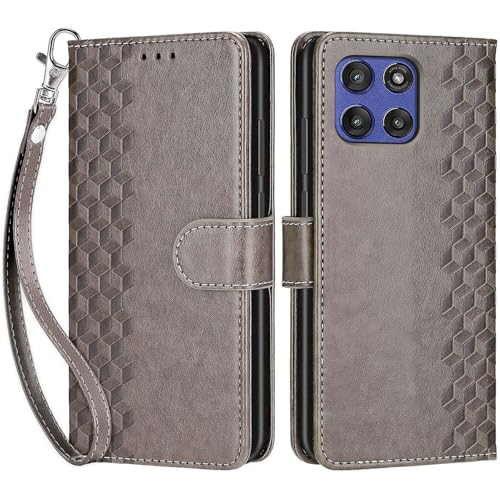 for Motorola Moto G Stylus 5G 2025 Wallet case, Gray-Cube | 3 Card Holders, Kickstand, Shockproof TPU Shell, PU Leather, Magnetic Closure, Protective Flip Folio Cover, Women - color: 10