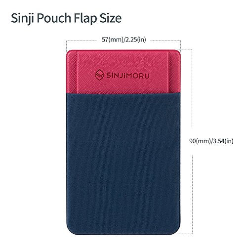 Sinjimoru Secure Card Holder for Back of Phone, Stretchy Fabric Cell Phone Wallet Stick On Credit Card Case for iPhone & Android. Sinji Pouch Flap Navy - color: Navy