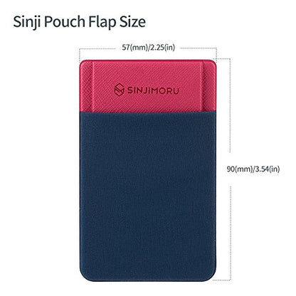 Sinjimoru Secure Card Holder for Back of Phone, Stretchy Fabric Cell Phone Wallet Stick On Credit Card Case for iPhone & Android. Sinji Pouch Flap Navy - color: Navy
