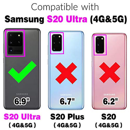 Wallet Case for Samsung Galaxy S20 Ultra 5G with Wrist Strap, Crossbody Shoulder Strap, Leather Stand Cell Phone Cover with 9+ Card Slots for S20ultra 20S S 20 A20 S2O 20ultra G5 Women White | Wrist/Shoulder Strap, Purse, PU Leather, Stand, Cell Phone Cov
