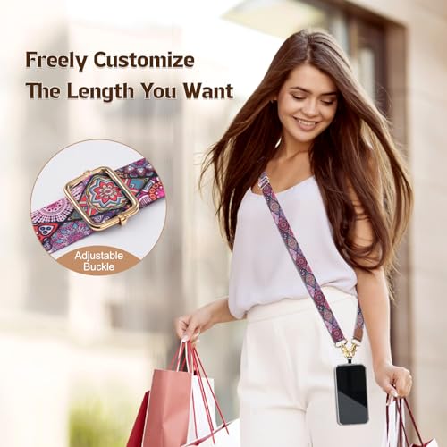 TiMOVO Phone Lanyard Crossbody Wrist Strap, Adjustable Anti-Theft Strap for Smartphone Case - color: Rhombic Datura