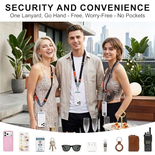 Phone Lanyard Crossbody, Adjustable Ergonomic Shoulder Phone Strap - color: Black