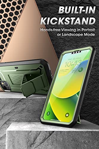 SUPCASE for iPhone 14 Case with Stand & Belt-Clip (Unicorn Beetle Pro), [Built-in Screen Protector] [Military-Grade Drop Protection] Heavy Duty Rugged Phone Case for iPhone 14 / iPhone 13, Guldan | Built-in Kickstand, 360° Rotating Belt Clip, Full-Body Ru