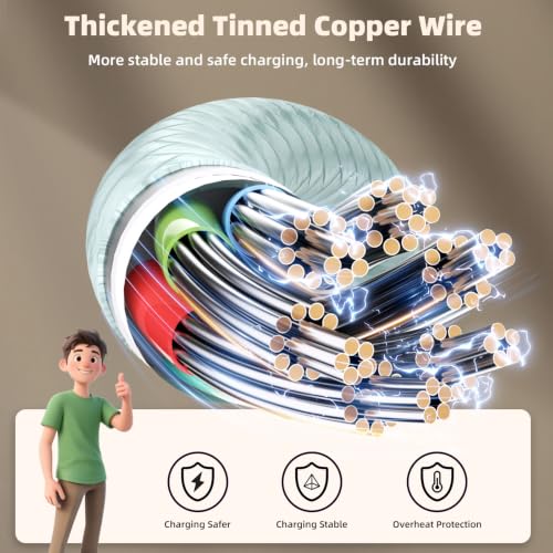 Travel Essentials for iPhone Watch Charger, 4-in-2 Multi Charging Cable 5F - color: Tender Green, size: 1PCS&5FT