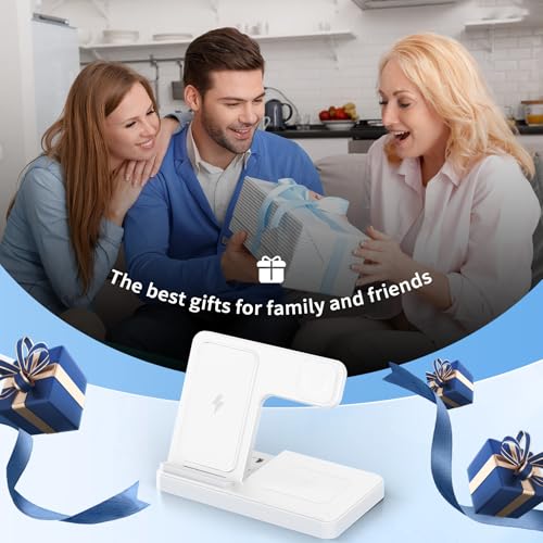Wireless Charging Station for Apple Devices, 3 in 1 Foldable Charger Stand - color: White 1