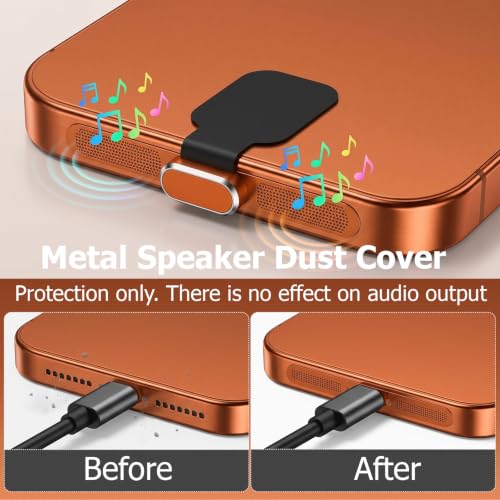 30Pcs Metal USB C Dust Plug with Speaker Dust Cover iPhone 17 ProMax Orange - size: for 17 Pro Max Orange