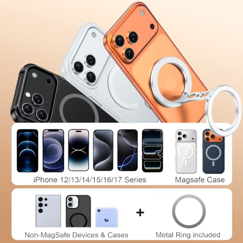 Magnetic Phone Ring Grip for MagSafe Dual-Sided Magnet Cell Phone Grip Stand Finger Ring Holder Compatible with iPhone 17/16/15/14/13 Pro Max Plus, for Mag Car Mounts (Silver) - color: Silver