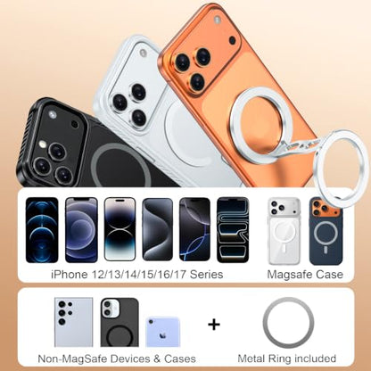 Magnetic Phone Ring Grip for MagSafe Dual-Sided Magnet Cell Phone Grip Stand Finger Ring Holder Compatible with iPhone 17/16/15/14/13 Pro Max Plus, for Mag Car Mounts (Silver) - color: Silver