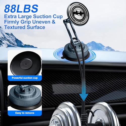 PIEPIE All-Metal Alloy Long Arm Magnetic Suction Cup Car Phone Mount Holder - color: Navy Deep Blue