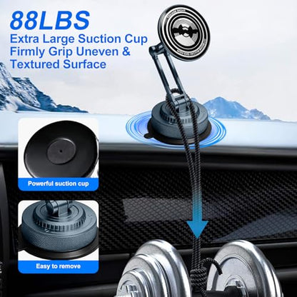 PIEPIE All-Metal Alloy Long Arm Magnetic Suction Cup Car Phone Mount Holder - color: Navy Deep Blue