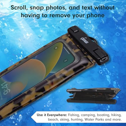 Sonix Waterproof Phone Pouch - Floating Phone Case Dry Bag w/Crossbody Lanyard - Beach Cruise Travel Essentials - Compatible w/All Devices, Touchscreen Friendly | Brown Tort - color: Brown Tort