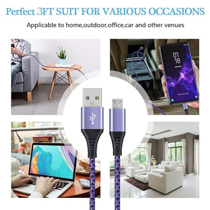 Micro USB Cable, [4Pack/3Ft] Android USB Male to Micro B Charger Cord Fast - size: 3ft, style: Micro USB
