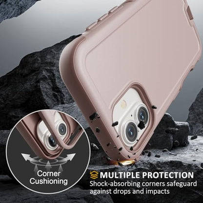 Follaroma Magnetic for iPhone 16 Case, Heavy Duty Cases, Light Brown,6.1" | Compatible with MagSafe, Heavy Duty Shockproof,Military-Grade Anti-Drop Protective,Dual Layer Magnetic Protection Phone Cover - color: Brown Pink, size: iPhone 16 6.1''