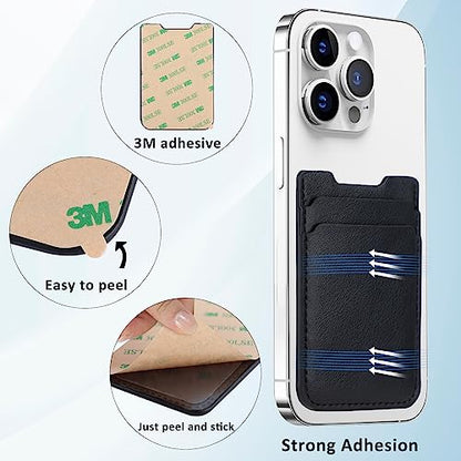 Fulgamo Phone Wallet Stick on,Card Holder for Phone Case,Phone Card Holder | 2Pack,Leather,Self Adhesive Sticker,Double Pocket,Sticky,Back of Cell Phone,Credit ID Card Pouch,For iPhone Samsung Galaxy - color: Black