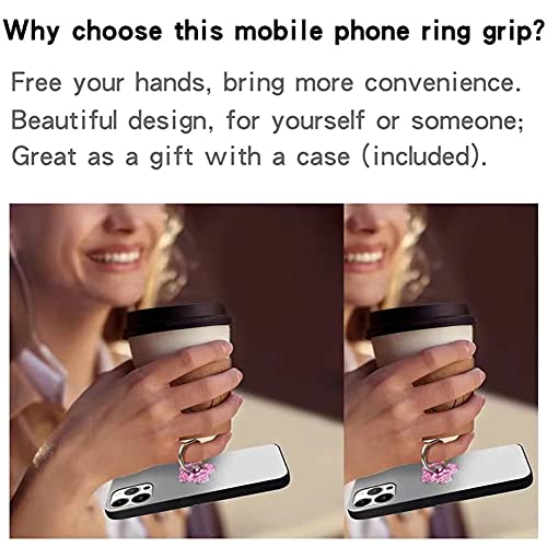 Bling Cute Flower Cell Phone Ring Holder with Crystal Rhinestone 360°Rotation Metal Finger Stand Kickstand Universal Compatible with iPhone Samsung Galaxy LG Google iPad（Hot Pink）
