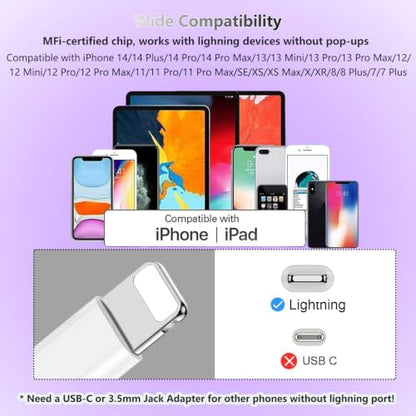 2Pack Wired Headphones for Phone Earbuds/Earphones with Lighning Connector
