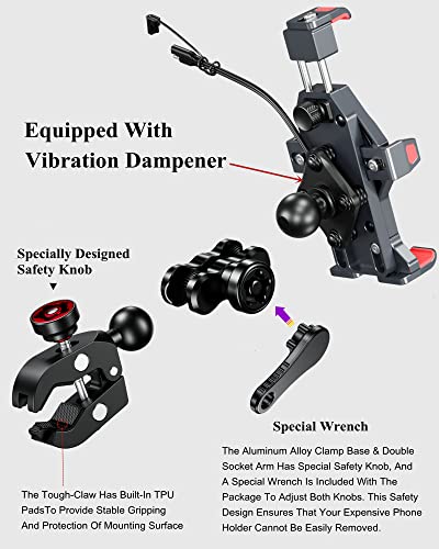 BRCOVAN Motorcycle Phone Mount Holder with 15W Qi Wireless Charger