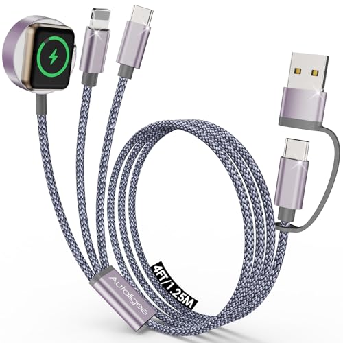 Travel Essentials,Multi Charging Cable for Apple Watch iPhone Charger Gray - color: Gray, size: 1Pack-4FT