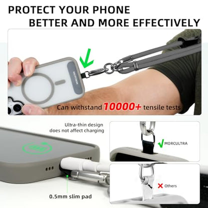 Phone Lanyard, 3 Ways to Wear: Crossbody, Neck and Wrist Strap - color: Grey