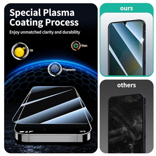 Privacy Screen Protector for Samsung A16/A26/A17, Anti-Spy Tempered Glass, Double Shatterproof 9H Hardness, Private Black Dark Protection, Anti-Scratch Impact Resistant Case-Friendly - 3 Pack - color: A16/A26/A17 Black