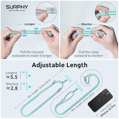 SURPHY Phone Lanyard Crossbody, Phone Strap Crossbody with 2 Tether Tabs - color: Limpet Shell