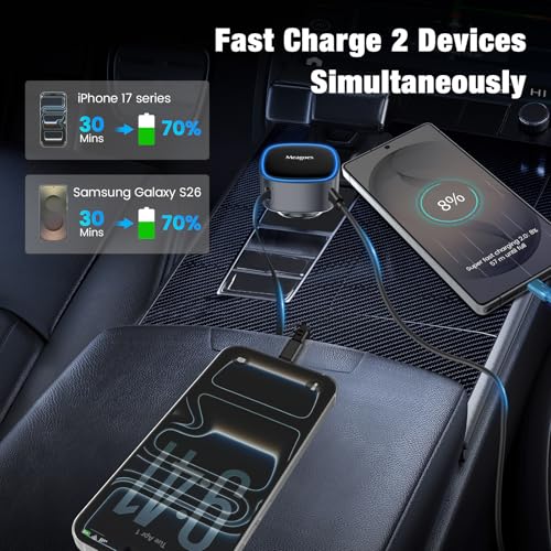 90W Retractable Car Charger USB C Super Fast for iPhone 18 Pro Max/Duo/17