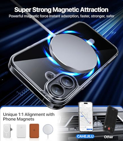 CAHEJILU Magnetic for iPhone 16 Case,[Compatible with MagSafe][Military Grade Drop Protection] Anti-Fingerprint Translucent Matte Shockproof Protective Case for iPhone 16 Phone Case 6.1",Clear - color: A4-Clear