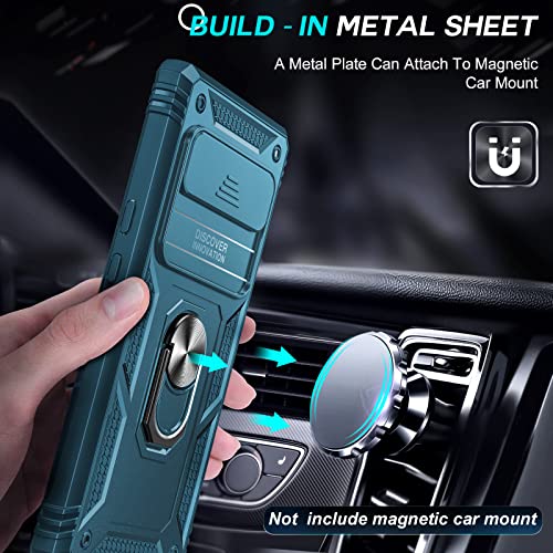 LeYi for Pixel 6 Pro Case, Google Pixel 6 Pro with Slide Camera Cover, 360 Full Body Military-Grade Phone Case with Magnetic Kickstand, Sea Blue - color: Sea Blue