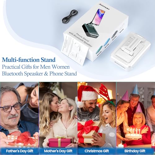 JTEMAN Cell Phone Stand with Bluetooth Speaker,Gifts for Men Tech Gadgets - color: White
