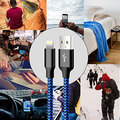 cugunu USB to Lightning Cable, 5 Pack Fast iPhone Charger Cord (Black Blue) - color: Black Blue, style: USB-A to L