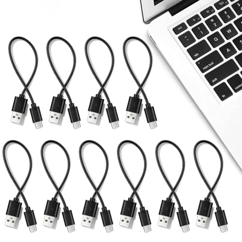 Short USB A to USB C Cable 1ft 10-Pack - USBA to USBC Cable Bulk, 12-Inch