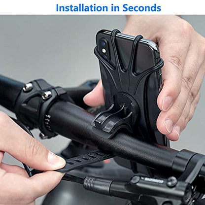 VOVIGGOL Bike Phone Mount 2 Pack, Universal Motorcycle Phone Holder for Bike, 360°Rotation Silicone Bicycle Phone Holder Handlebar Phone Mount Compatible with iPhone, Samsung, All Smartphones
