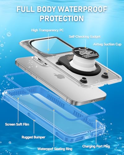 Waterproof Phone Pouch,IPX8 Waterproof Phone Case for Beach & Floating Essentials,Phone Waterproof Pouch with Lanyard, Universal Case Up to 6.9" for iPhone,Samsung (Blue) - color: Blue
