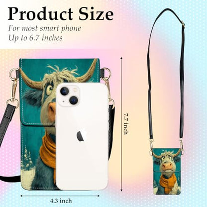 Small Crossbody Bags for Women Touchscreen Cell Phone Bag Cross Body Purses with adjustable Strap,Gifts For Teenage Girls - color: Cute & Funny Highland Cow